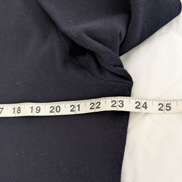 COS Blouse Womens L Navy White Striped Accent Round Neck 3/4 Sleeve Pullover Top - Picture 13 of 14